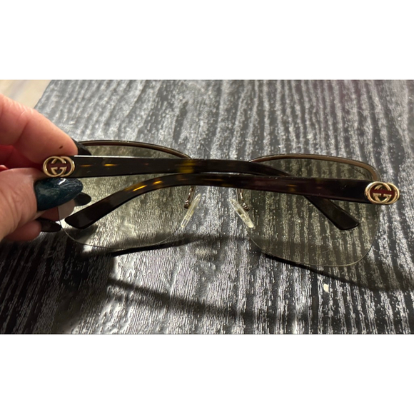 🔥😎GUCCI GG AUTHENTIC Brown Gradient Havana Tortoise Shell Rimless aviator Sung - Picture 3 of 8